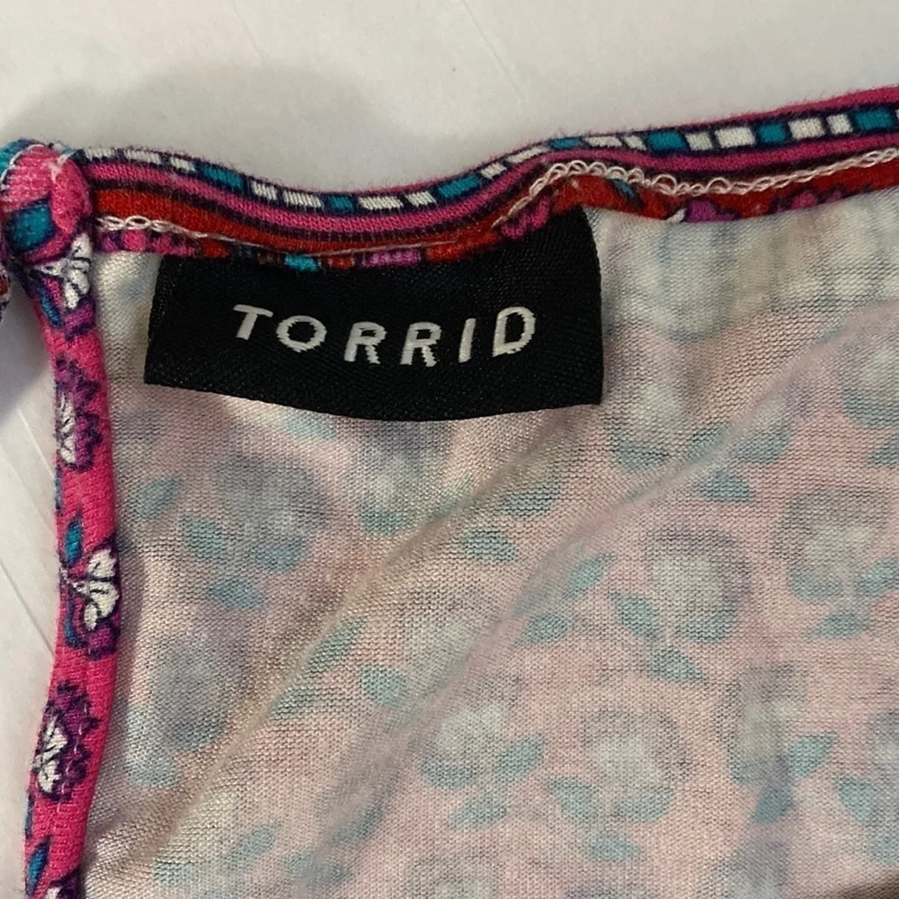 Torrid multicolored floral print sleeveless super soft knit skater mini dress‎
